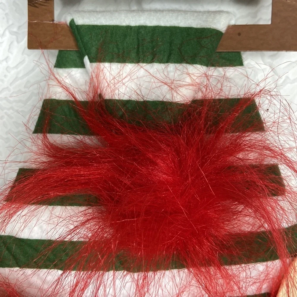 Vintage Santa Claus Elf Novelty Hat with Beard NWT